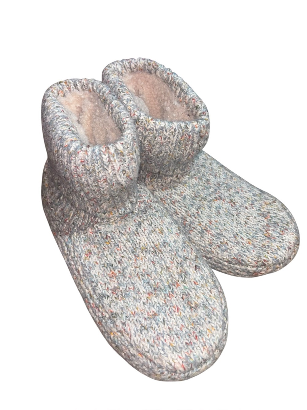 Bombas women’s medium multicolor sherpa slipper booties gripper knit